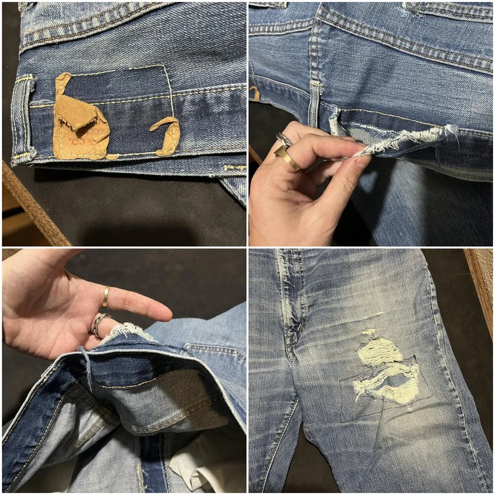 Levis Big E 1960s Single Stitch 505 Jeans 40in W 40x28 Blue Hem Zip Fly Talon 42